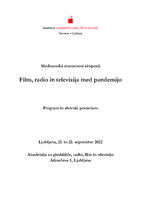 Program in povzetki 1. medn. znan. simpozija katedre za Film Film, radio in televizija med pandemijo katedre za zgodovino in teorijo filma - 