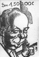 Karikatura Frana Lipaha - Avtor karikature: Nikolaj Pirnat. Karikatura ob Lipahovem Glavnem dobitku; Ljubljana 1930.
Fotografija je last: SLOGI (SGM)
Neg.: S. XXXVIII, 105, CXLX, 3, sig. 243