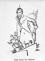 Ivan Levar kot Danton - Georg Büchner: Dantonova smrt. Režija: Osip Šest, scena: Ivan Vavpotič. SNG Drama Ljubljana, 5. 3. 1929.
Risba Nikolaja Pirnata, objavljena v gledališkem listu 1928/29, št. 19; Jutro 10. 3. 1929 (št. 59, str. 11)
Fotografija je last: SLOGI (SGM)
Neg.: S.VII, 34; sig. 516