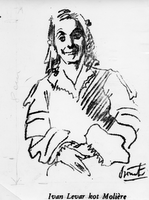 Ivan Levar kot Molière - Risba Nikolaja Pirnata. Objavljeno v: Jutro, 1935.
Neg.: S.VII, 25; sig. 611