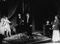 Stebri družbe - Kralj, Ukmar, Gregorin, Skrbinšek, Danilova - Henrik Ibsen: Stebri družbe - IV. dej. SNG Drama Ljubljana, 10. 6. 1951.
Fotografija je last: SLOGI (SGM).
Neg.: S:LX, 28; sig. 1731